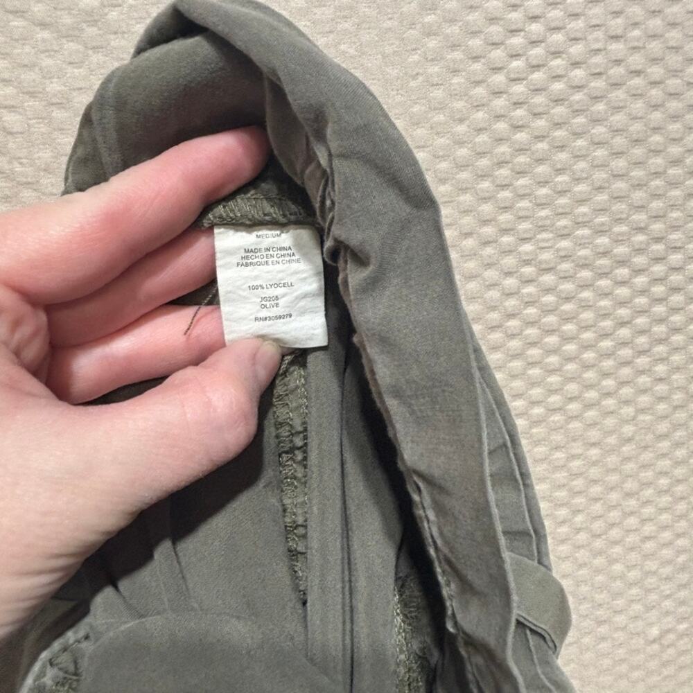 Thread And Supply Pants Sz M Wide Leg Olive Green Bag Waist Lagenlook Lyocell - Picture 9 of 10
